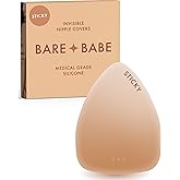 Bare Babe Triangle Adhesive Nipple Covers - Sticky Reusable Silicone Breast Stickers - Waterproof, Nude, 4 Shades
