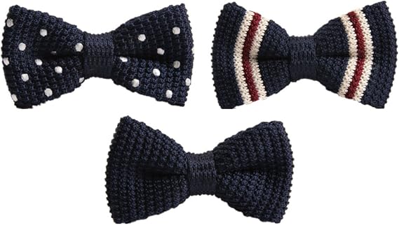 Amazon Dizegn ニット 蝶ネクタイ メンズ レディース ボウタイ 蝶タイ ニットタイ セット 無地 ドット ボーダー おしゃれ 結婚式 カップル 親子 ネクタイ 通販