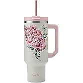 Dolly Parton Tumbler With Handle, Double Wall Vacuum Insulated Stainless Steel With Straw Lid, Cold For Up To 24 Hours Or Hot For Up To 8 Hours, 40 Ounce, Pink Jewel