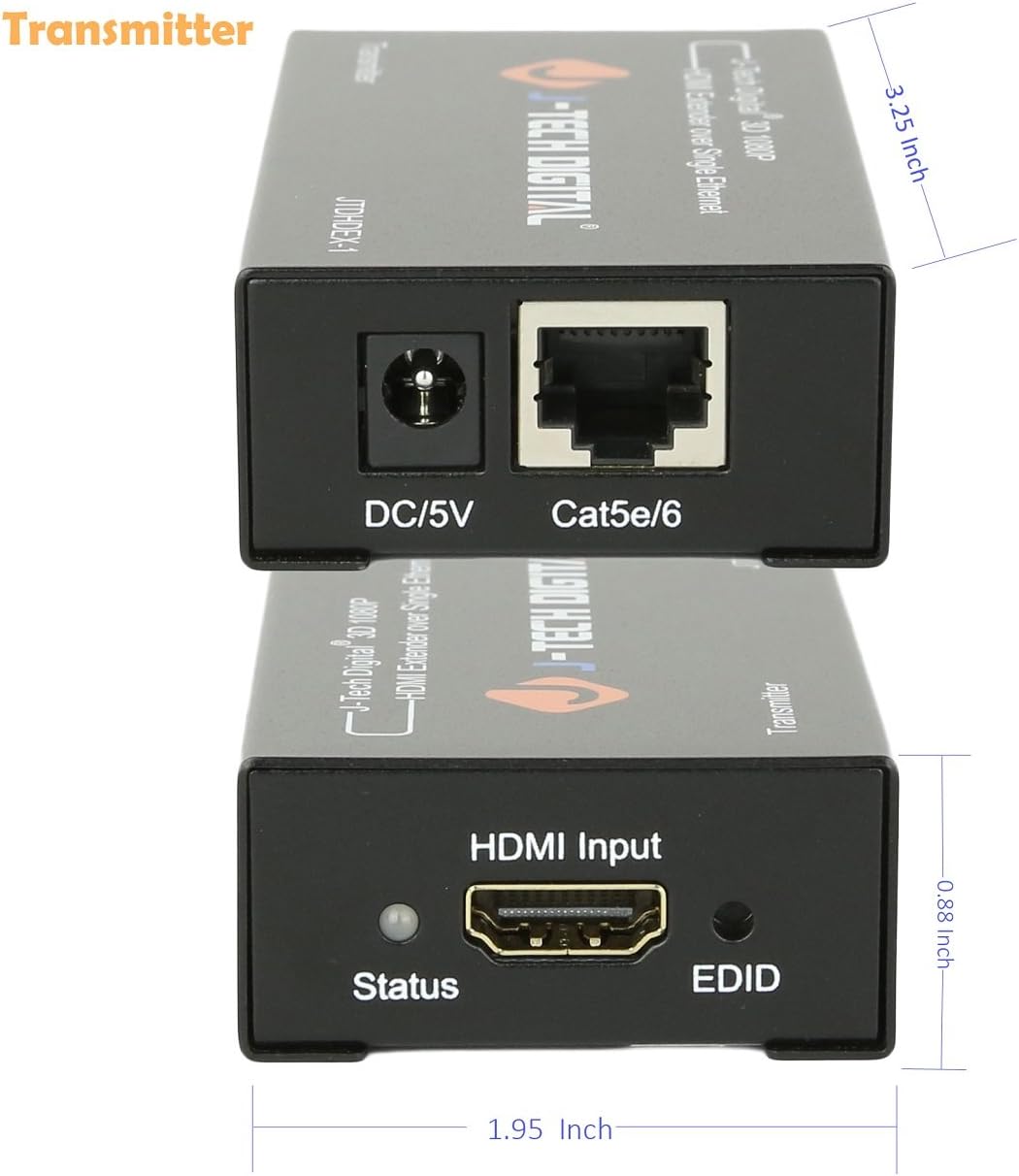 J-Tech Digital HDMI Extender By Single Cat 5E/6 Full Hd 1080P With Deep Color, EDID Copy, Dolby Digital/DTS: Home Audio & Theater