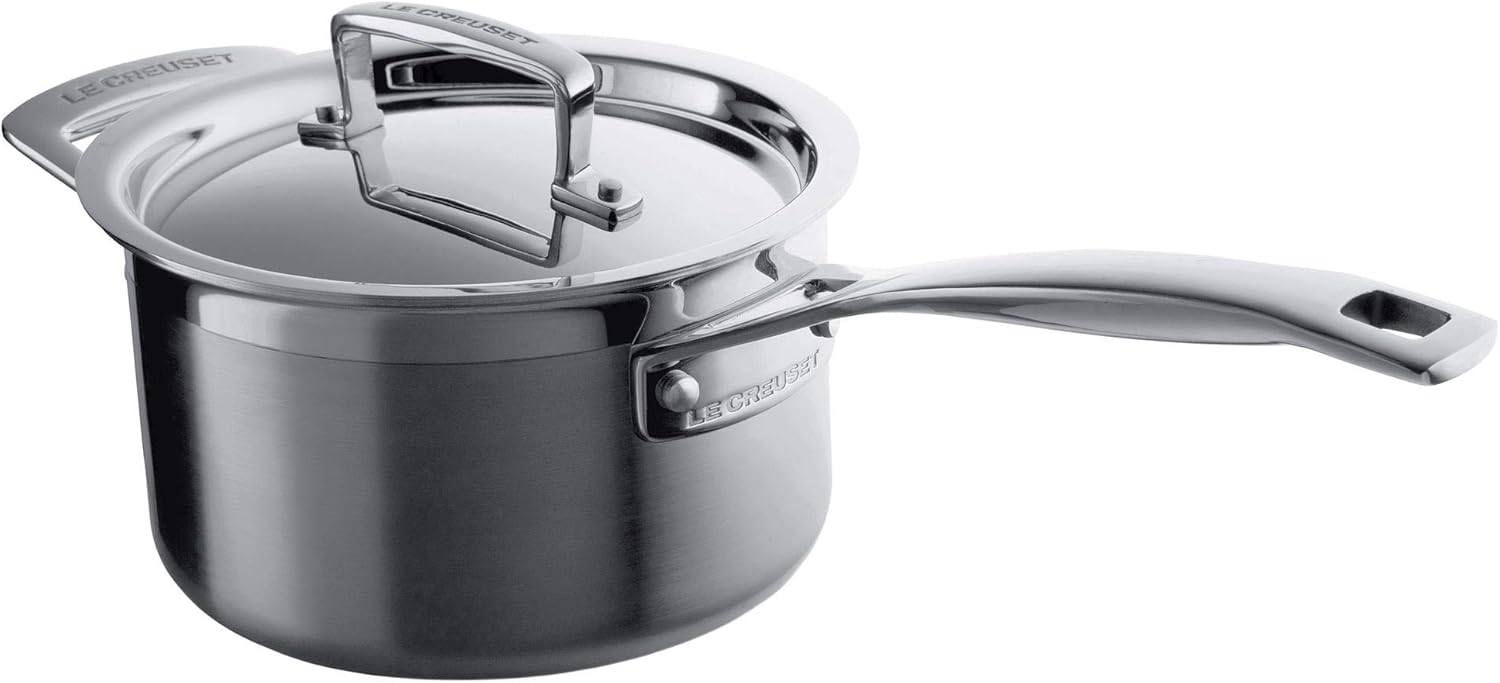 Le Creuset Casserole avec Couvercle, Ø 18 cm, Inox 3ply, Capacité 2,8 L, Compatible avec Toutes