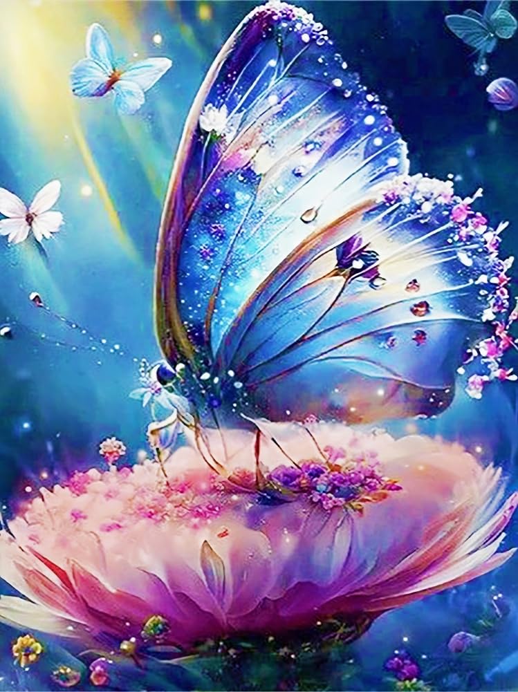 Amiiba Pre Printed Cross Stitch Kits for Adults, Butterflies and Flowers 11ct Stamped Embroidery Kits 15.7×19.7 inch DIY Wall Art Decor for Beginners