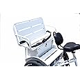 EMOJO Child Bike Seat Attachment for Adult Trike Kids Bike Back Seat with Backrest and Armrest Caddy Pro Back Long Bench with Storage (White)