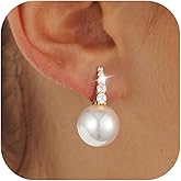 Pearl Clip on Earrings for Women - 14K Gold Plated Hypoallergenic Pearl Earrings for Women - CZ Dangle Earrings Elegant Jewelry for Wedding Bridal Gifts