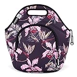 LunchFox Vintage Floral Print Neoprene Lunch Bag Tote - The Huntington