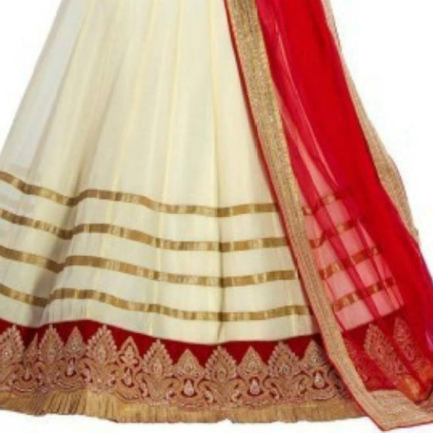 param creation women's off white net lehenga chaniya choli dupatta pc 1112