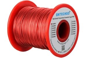 BNTECHGO 18 AWG Magnet Wire - Enameled Copper Wire - Enameled Magnet Winding Wire - 1.0 lb - 0.0393" Diameter 1 Spool Coil Red Temperature Rating 155℃ Widely Used for Transformers Inductors