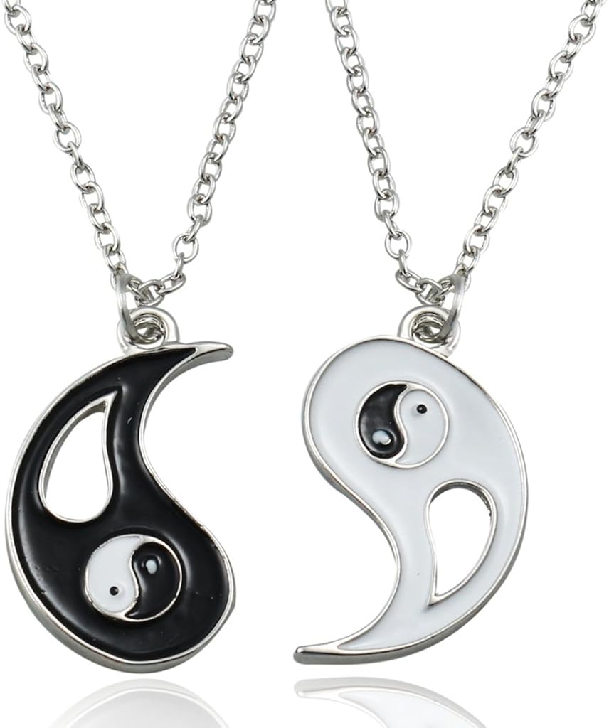 Jstyle Jewelry Alloy Friendship Yin Yang Necklace 2 Piece Pendant Couples Necklace