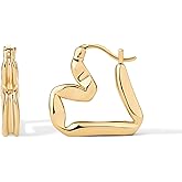 PAVOI 14K Gold Plated Bold Chunky Dupe Heart Hoop Earrings for Women | Gold Earring Pair - Valentines Day Trendy Jewelry