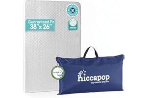 hiccapop Pack and Play Mattress Pad (38"x26"x1.25"), Playpen Pad, Portable Crib Mattress with Carry Bag, 1.25" Thick
