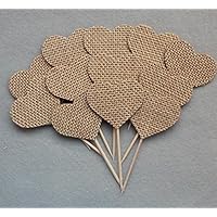 Rustic Burlap Wedding Cupcake Toppers 24 Pack