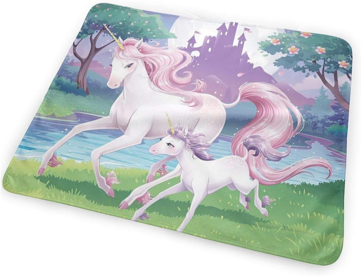 Pink Unicorn Portable Changing Pad Waterproof Changing Mat to Change