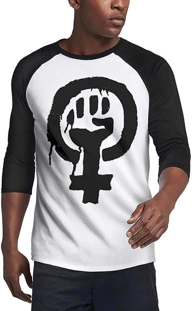 Men S3 4 Sleeve Plain Raglan T Shirts Feminist Logo Novelty Man O