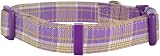 YUDOTE Soft Dog Collar British Plaid Medium 34-50cm Purple view 8
