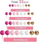 ASTARON 32 Pcs Ball Cake Topper Decorations Pink Gold Foam Balls Sticks view 2