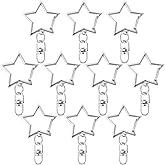Alpinleux 10 Pcs Cute Star Keychain Clasp, Metal Star Keychains Clip Buckles with Chain Hanging Buckle and Open Jump Ring, Swivel Lobster Snap Rings for DIY Crafts, Keychain Accessories (Silver)