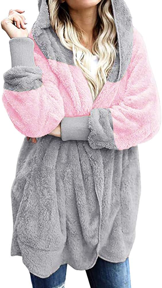 SERYU Women's Oversized Pockets Coat Open Front Hooded Draped Cardigan