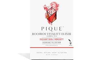 Pique Organic Rooibos Tea - Naturally Caffeine-Free Herbal Tea, Powerful Antioxidants for Healthy Immune System & Digestion, Pure South African Red Bush - 14 Single Servings (1 Pack)