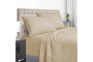 EaseHome Beige King Bed Sheets Set - Deep Pocket to 18 inches Mattress 4 Piece - Premium Bedding Sheets & Pillowcases Collection - Extra Soft,Wrinkle, Fade, Stain Resistant