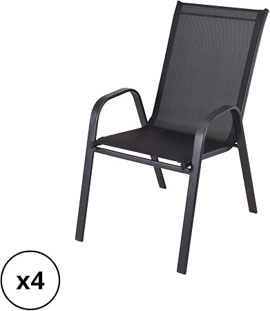 Dawsons Living Stacking Garden Chairs Relaxing High Back Garden Dining Chairs Comfortable Seating Outdoor Furniture X4 Black Amazon Co Uk Garden Outdoors