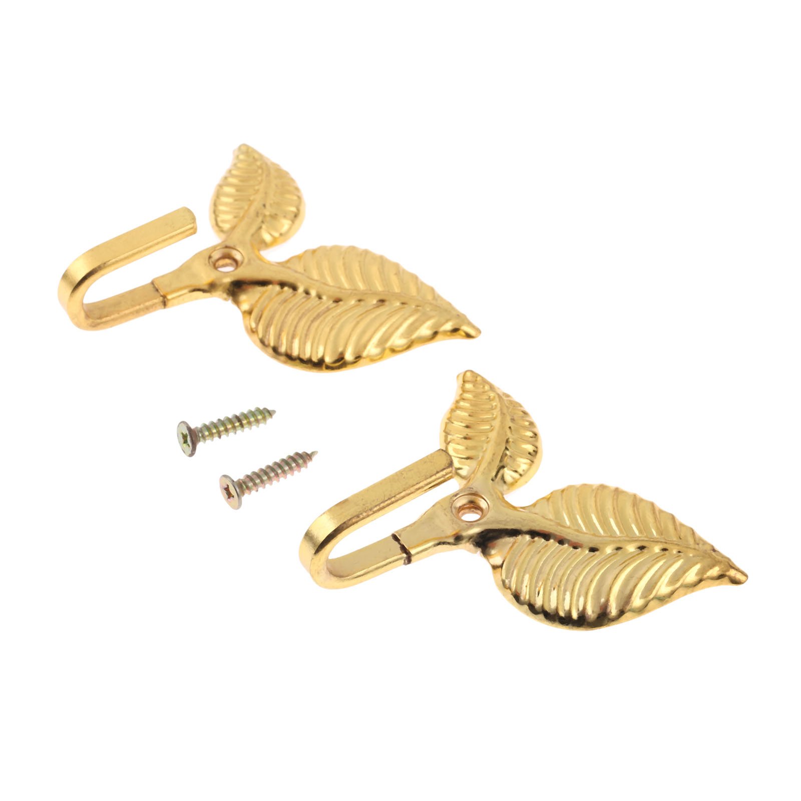 Hicello 2Pcs Gold Vintage Leaf Design Curtain Tieback Hold Back Hooks