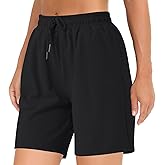 YOYOYOGA Bermuda Shorts for Women 7" Athletic Long Shorts with 3 Pockets High Waisted Knee Length Shorts Workout Running