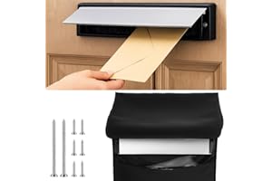DNTORX 1 Set Mail Slot for Front Door, Aluminum Alloy Mail Slots Cover with Mail Catcher Bag Mail Slot Catcher for Door Mail Slot(12"×2.7",Black)