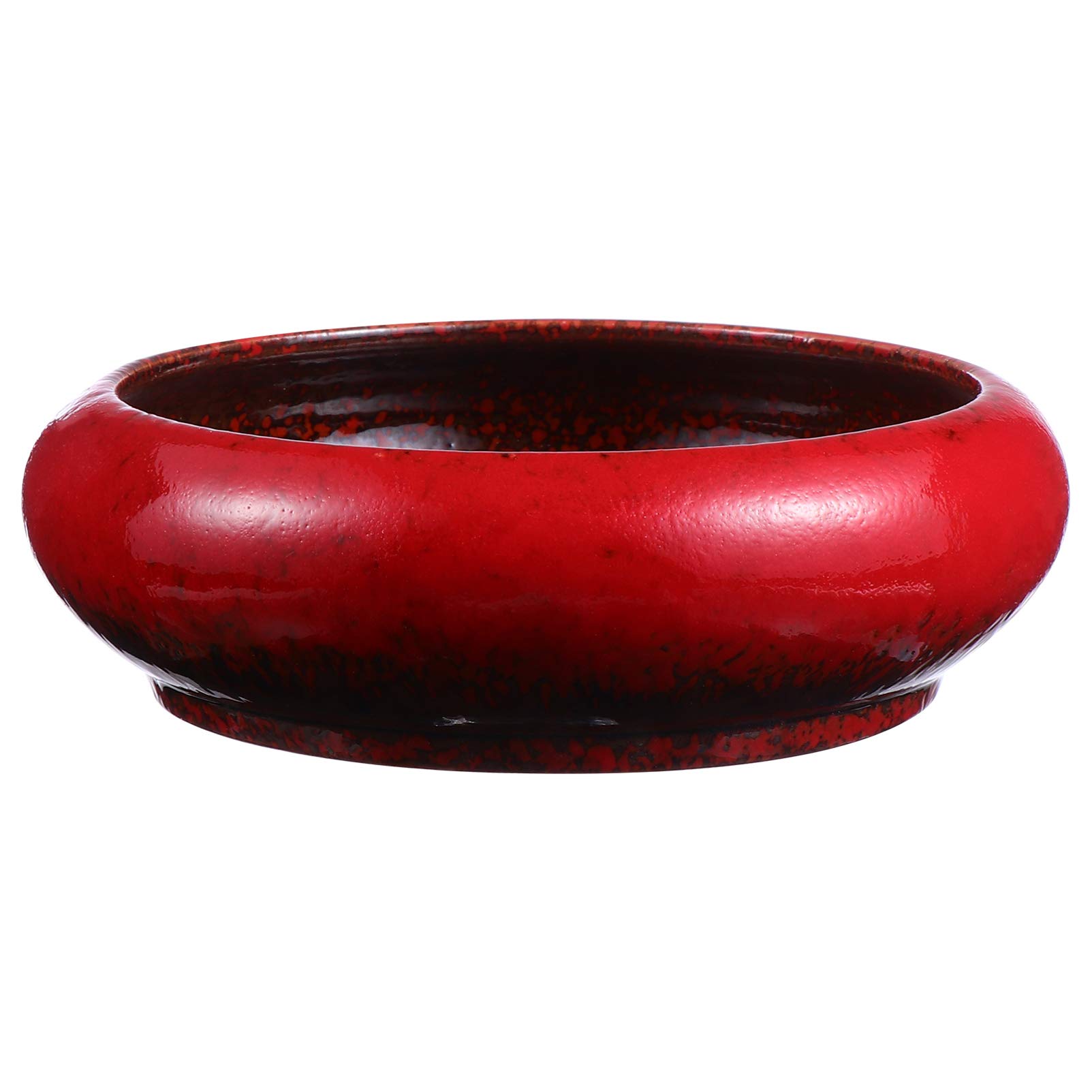 YARNOW Large Round Succulent Planter Bowl Vintage Ceramic Glazed Bonsai Pot Decorative Garden Cactus Flower Plant Container for Home Office Decor Red