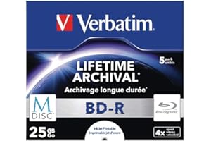 Verbatim 43823 25GB 4X M-Disc BD-R - 5 Pack Jewel Case