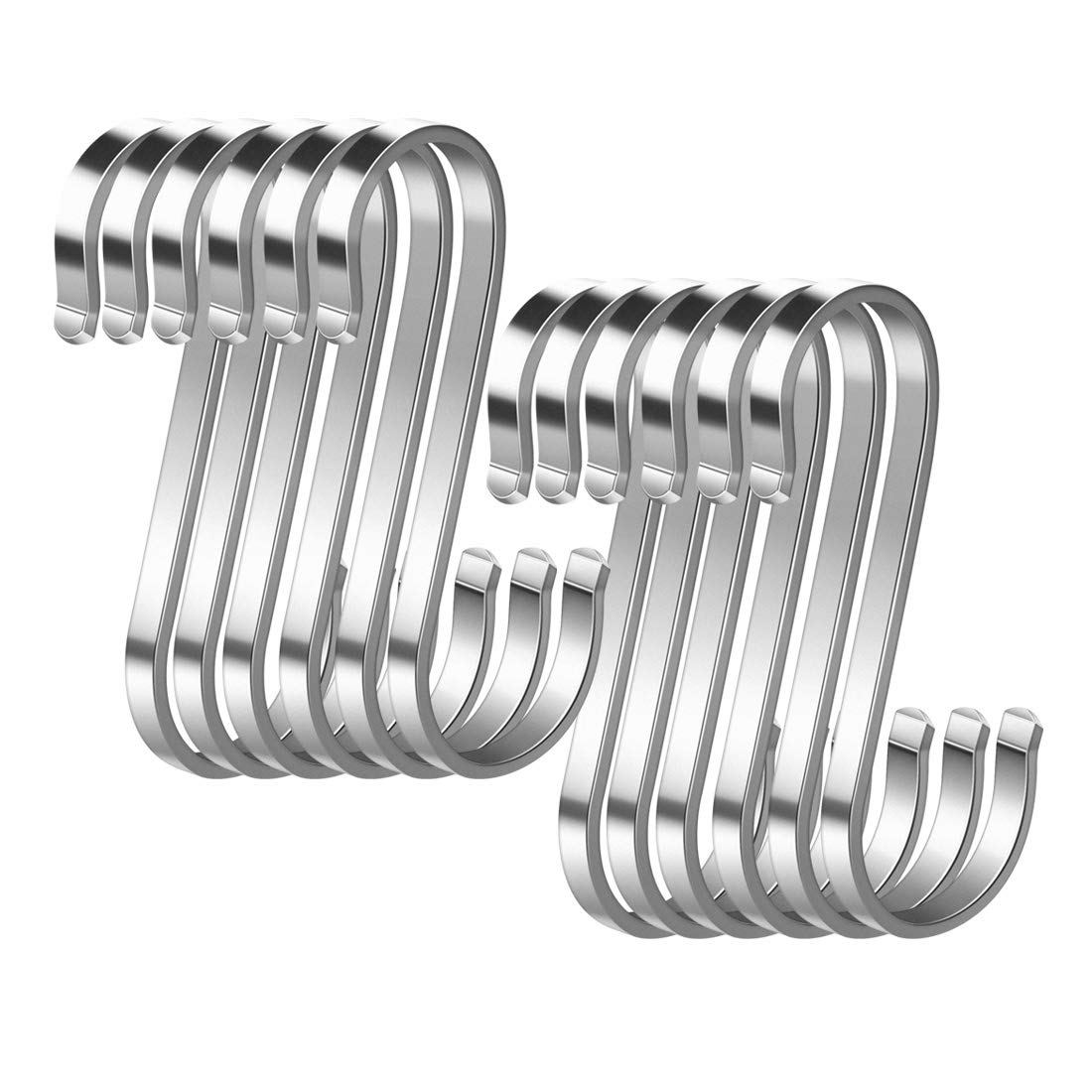 WEERSTONE 12 Pack S Hooks Stainless Steel S Shaped Hooks Heavy Duty Metal Hook for Kitchen Utensils Office Bathroom Closet Workshop Garage Office Household Home Essential