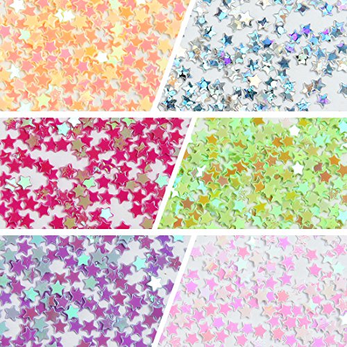 DIY 12 Colors 2 Sets 24 Jars of Flower & Star Iridescent Glitter Sequins Spangle for Nail Art Tip Deco Crafts Project - Thumbnail 6