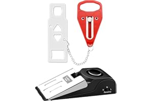 RERISHOM Portable Door Lock & Door Stop Alarm Set, Dual Protection for Privacy and Safety in Home Door Lock Kit, Door Alarm with 120dB Siren for Travel, Hotel, Apartment, College, Home