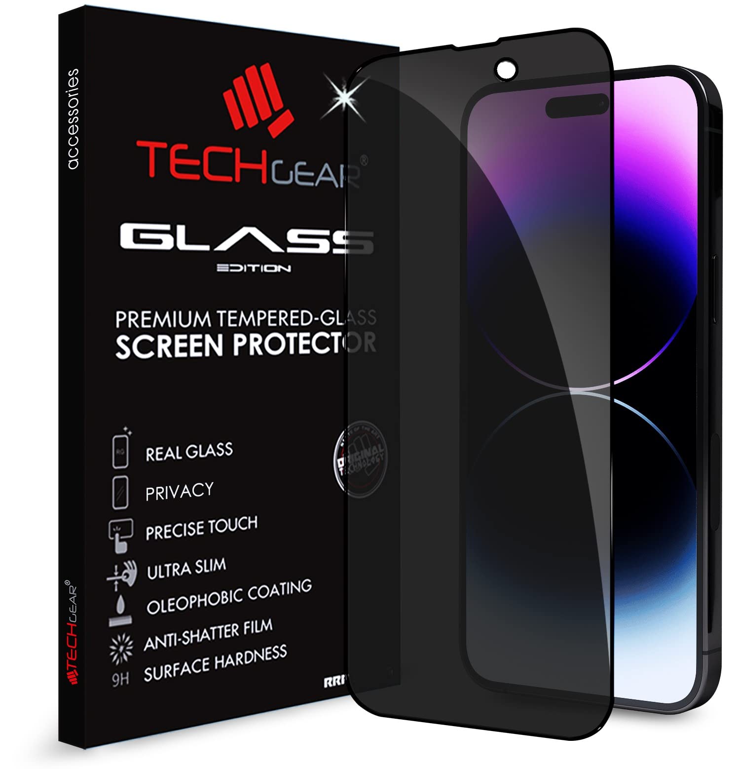 TECHGEAR Anti Spy Screen Protector for iPhone 14 Pro Max - PRIVACY Filter 3D GLASS Edition Genuine Tempered Glass Full Screen Protector Guard Cover Compatible with iPhone 14 Pro Max 6.7"