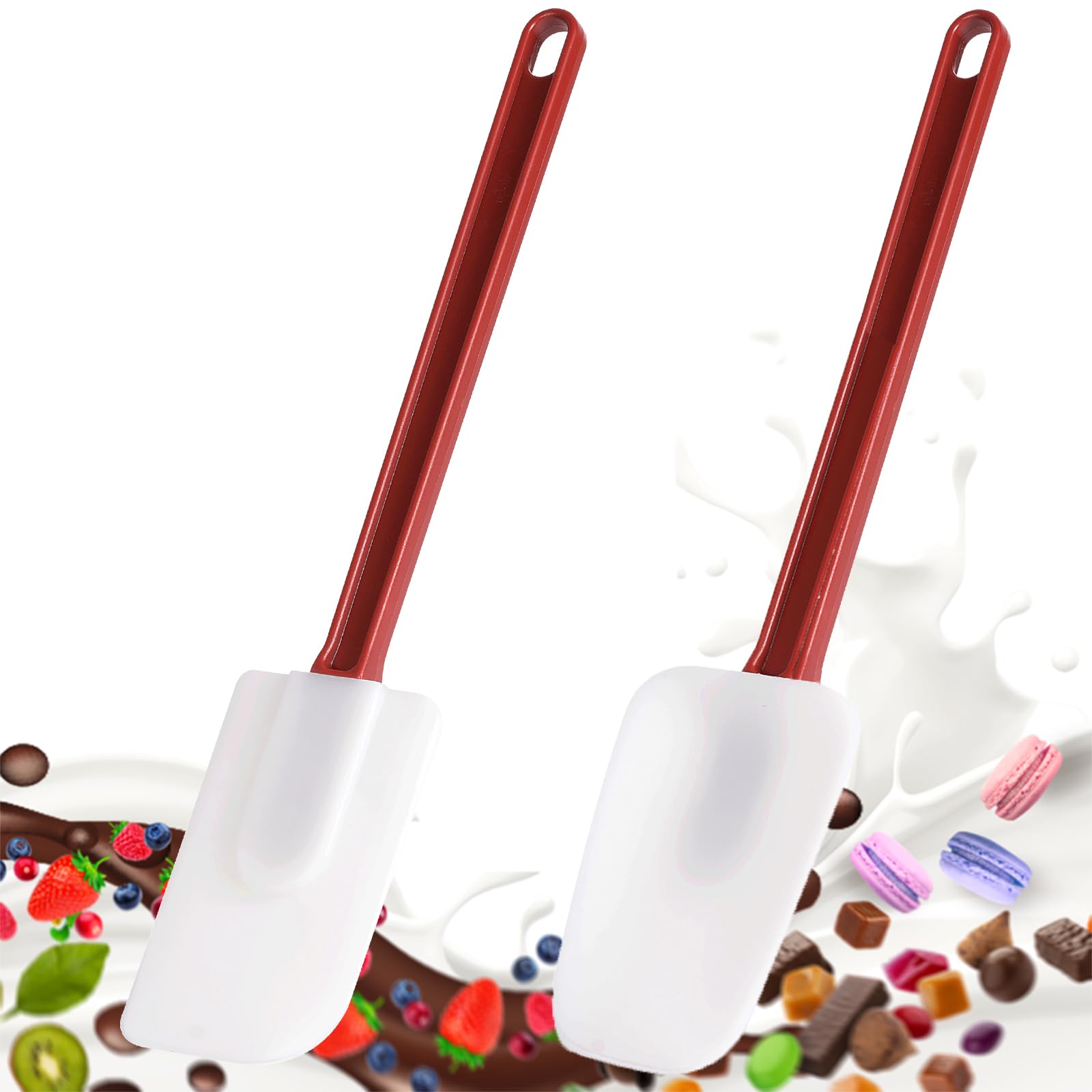 Silicone Rubber Spoons Spatula, Heat Resistant Silicone Spatulas & Spoonulas, Commercial Grade Rubber Spatulas, Commercial Spatula for Cooking, Rubber Set (2 Spoons S (9.5"))