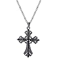 Alilang Silvery Tone Religious Cross Pendant Necklace w/Aquamarine Blue Or Clear Crystal Rhinestones