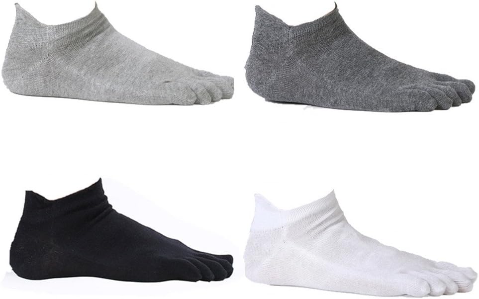 Laviesimple Toe Socks Athletic Running No Show Five Finger Crew Socks for Men Women