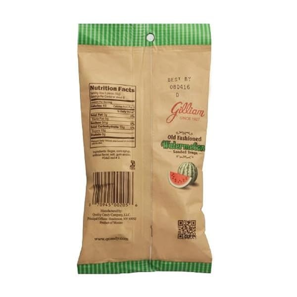 GILLIAM OLD FASHIONED CANDY FLAVORED SANDED WATERMELON DROPS (4.5 OZ. BAG) (WATERMELON)