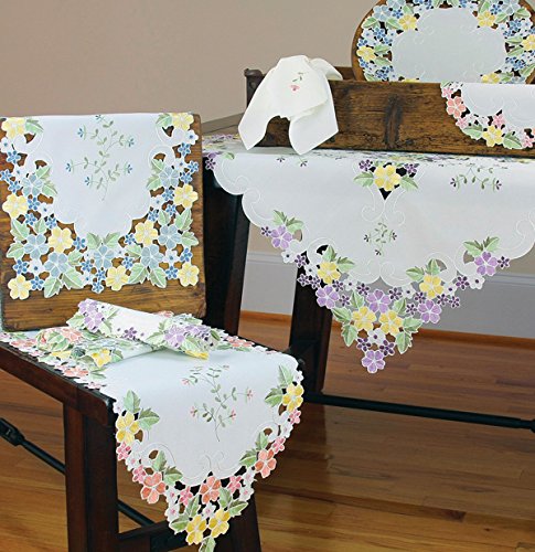 Xia Home Fashions Fancy Flowers Embroidered Cutwork Round Spring Doilies, 8-Inch, Purple, Set of 4