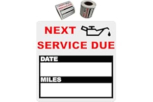 JINCH 200 Count Clear Oil Change Stickers, 2 X 2 Inches Removable Auto Maintenance Next Service Due Reminder Labels in Roll with Perforation Line