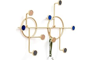 Creative Round Coat Hooks Iron Art Decorative Door Hanger Rack Display Storage Black Multifunction Wall Hallway (Color : Gold