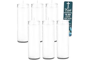 GRAYDON HALL White Prayer Glass Candle Set - Bundle of 6 White 8" Prayer Candles for Vigils, Prayers, Cemetery, Blessing Ceremonies, Candles Bulk & Bible Bookmark