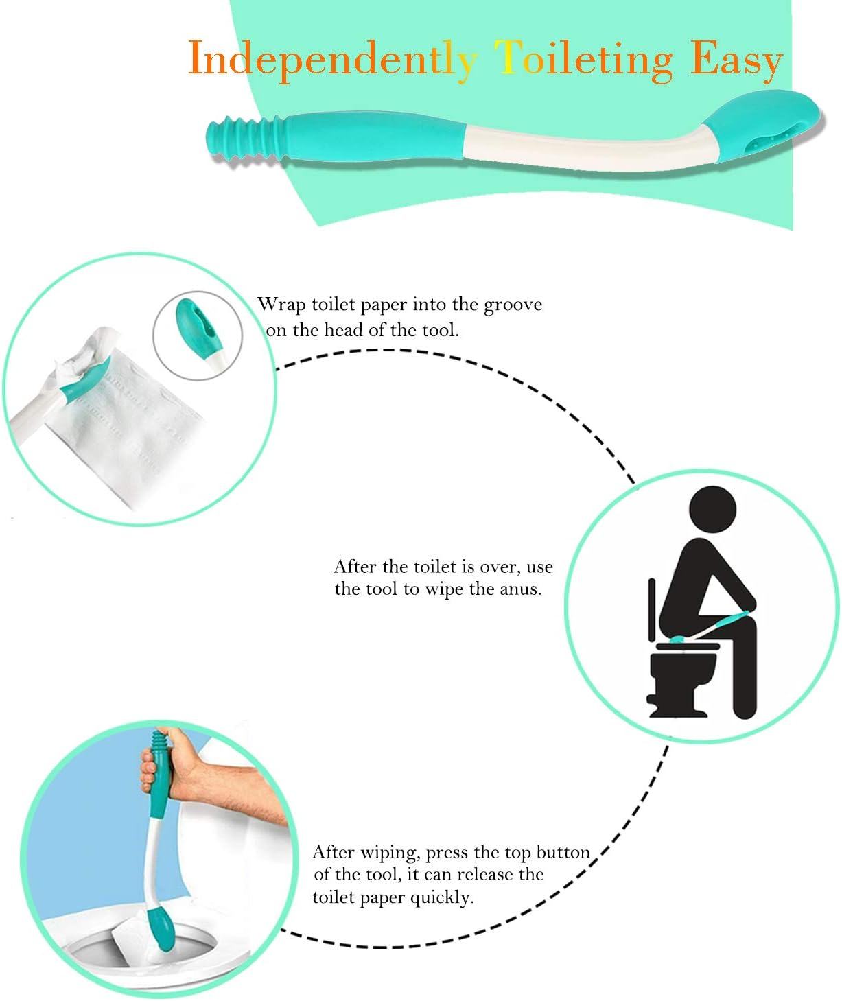 Mavis Laven Toilet Aids Tools Self Assist Toilet Aid Long Reach Comfort Wipe Extends Your Reach Over 15" Ideal Daily Living Bathroom Aid: Health & Personal Care