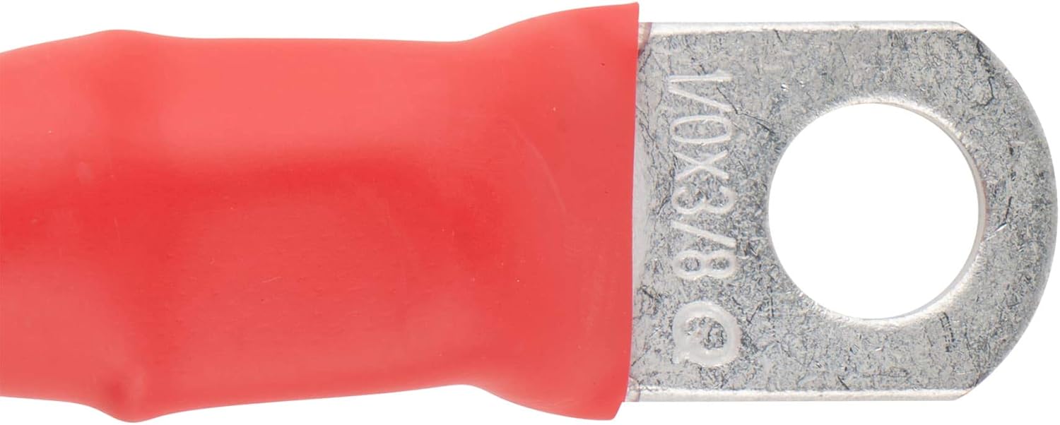 Exell Battery 1/0 AWG Interconnecting Copper Cable, 6-Inch Length with 3/8-Inch Lugs (Red): Automotive