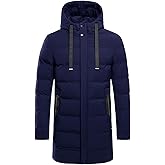 Gihuo Men's Winter Coat Long Puffer Jacket Warm Hooded Quilted Jacket Parka Outerwear