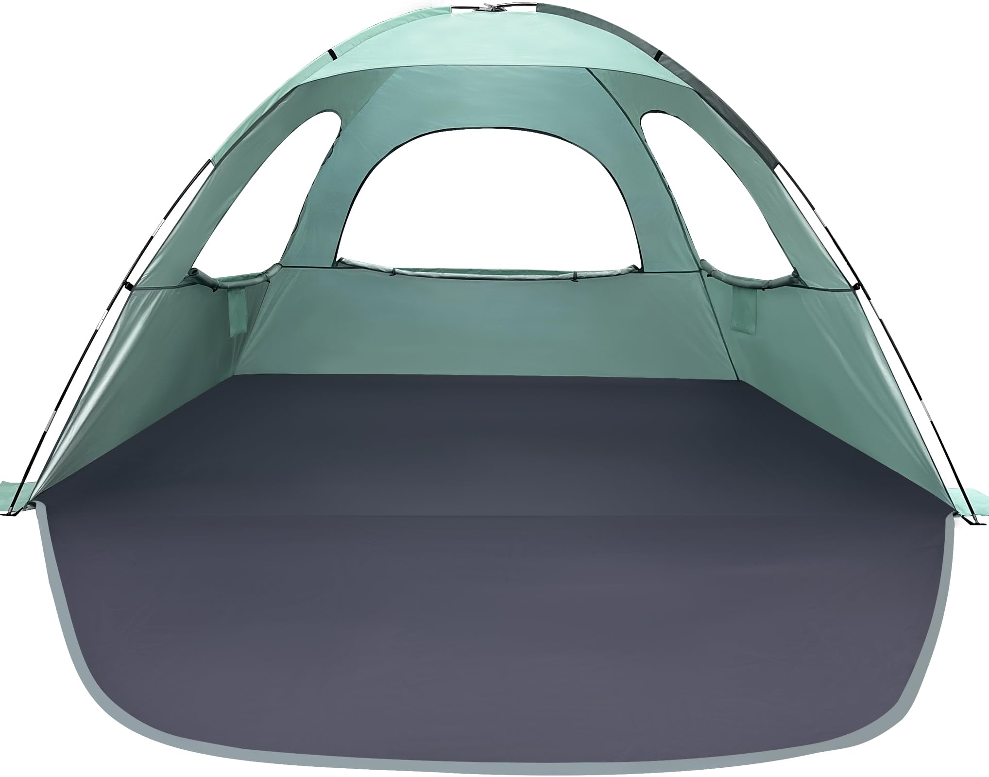 Photo 1 of WhiteFang Beach Tent Anti-UV Portable Sun Shade Shelter for 8 Person, Extendable Floor with 3 Ventilating Mesh Windows Plus Carrying Bag, Stakes and Guy Lines (Mint Green)