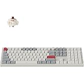 Keychron Q6 Max QMK/LAUNCHER Wireless Bluetooth/2.4 GHz/USB-C Wired Custom Mechanical Keyboard, Full Size Programmable Knob RGB Backlit Hot-Swappable Gateron Brown Switch for Mac Windows Linux - White