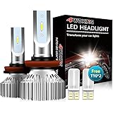 4WDKING H11 LED Headlight Bulbs - Fanless Super Bright Low Beam Fog Light 60W 8000LM 6500K Cool White High Beam H8/H9 Convers