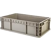 Hudson Exchange 24 x 15 x 7.5" (2 Pack) Straight Wall Handled Storage Container Tote, Gray/Brown