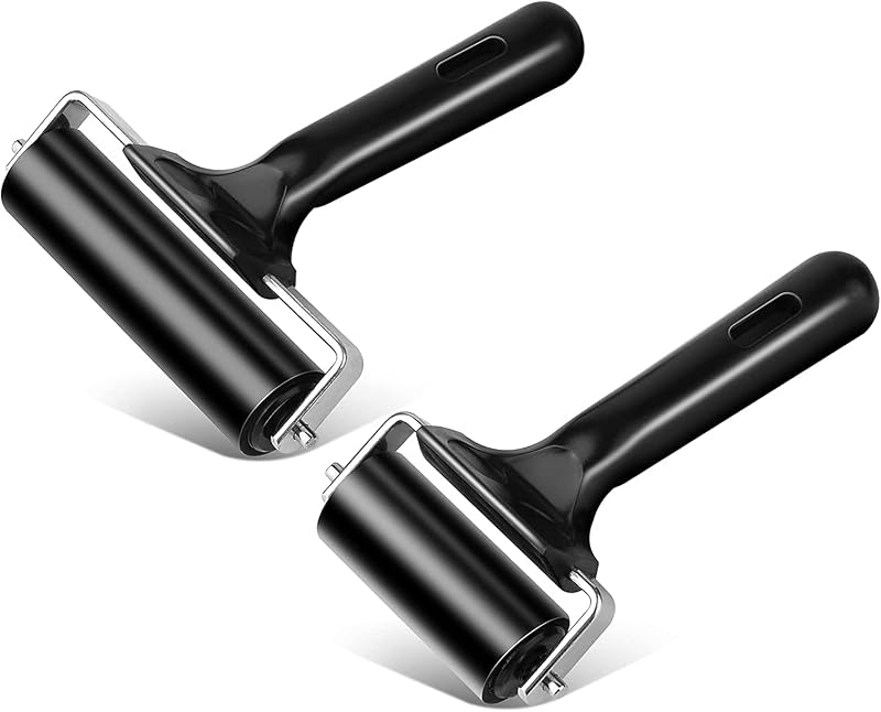 yiwoo 2 Pack Rubber Roller 2.2 & 4 Inch Brayer for Printmaking