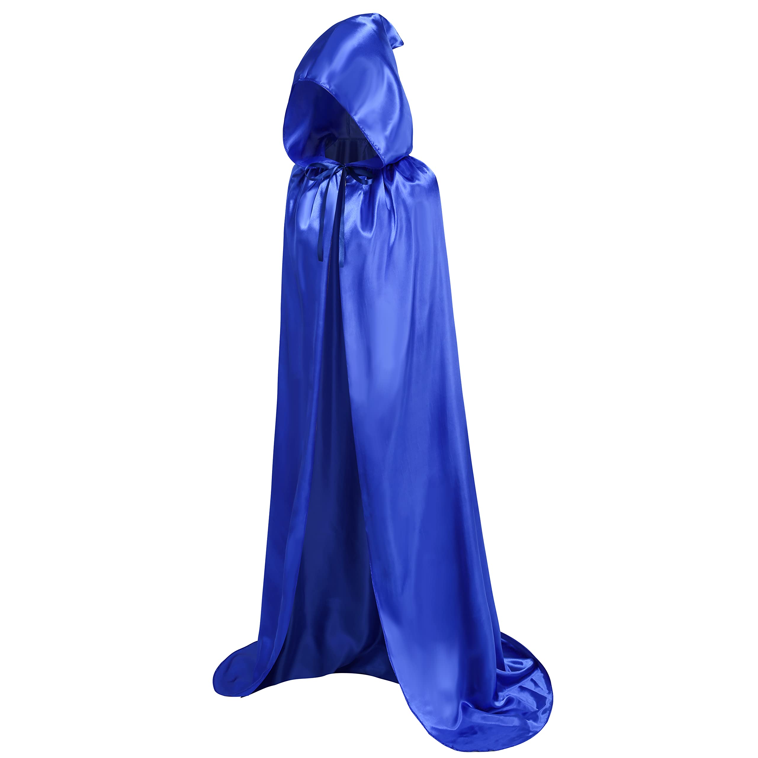 DELIVESS Unisex Adult Hooded Solid color Cape Full Length Halloween Christmas Costume Party Cloak(59", Blue)